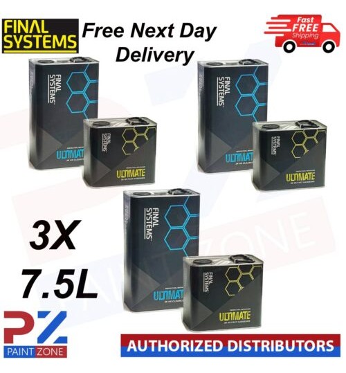 3X FINAL SYSTEMS ULTIMATE 2K HS CLEAR COAT LACQUER KIT 7.5LTR - FAST HARDENER